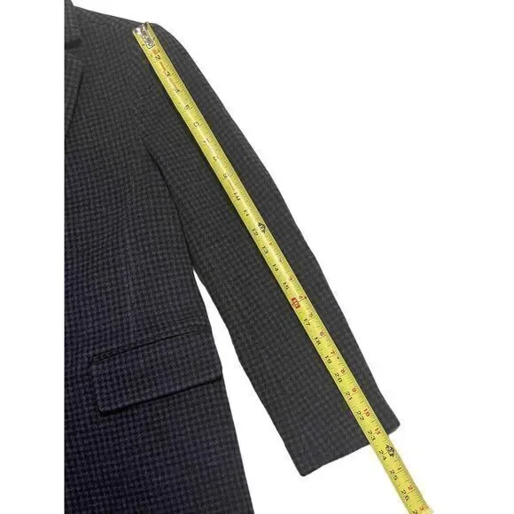 Club Monaco Slim Tailored Coat Houndstooth Navy Black Size‎ Small - Picture 8 of 11